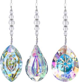 3PCS Crystal Suncatcher Pendant for Decor Hanging Glass Prism Rainbow Maker Light Catchers Ornament for Christmas Tree
