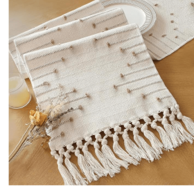Boho Table Runner with Tassels 72 Inches Long for Home Decor Room Decor Farmhouse Rustic Macrame Table Runners for Dining Bedroom Bridal Shower(12x72
