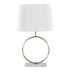 Moon Contemporary Table Lamp in White Marble, Gold Metal and White Shade by