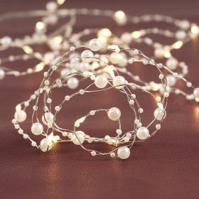 36 LEDs White Pearl Glarand Battery Operated Fairy String Lights with Timer Function for Wedding Christmas Party Event Decoration, 14.7FT