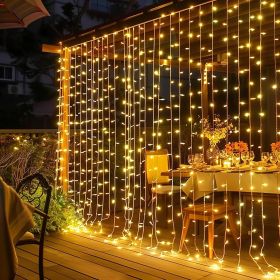 300 LED Curtain Lights, Plug in Fairy Curtain Lights for Bedroom