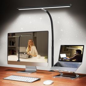 LED Desk Lamp for Office Home, Eye-Caring Desk Light with Stepless Dimming Adjustable Flexible Gooseneck