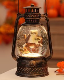 Snow Globe Christmas Decorations  Musical Christmas Snow Globes with 6H Timer, Owls Family Scene Snow Globes Lantern USB or Battery Powered