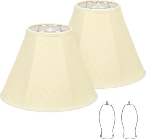 Bell Lamp Shades Set of 2, Cream Fabric Lampshades Medium Shade Replacement, 6"Top x 13"Bottom x 10"High, Natural Linen Hand Crafted(Spider Fitter)