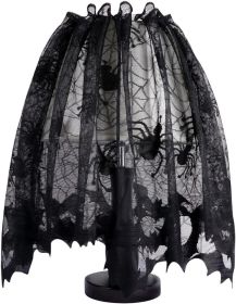 OurWarm 18 x 60 Inch Halloween Black Lace Lamp Shade Cover with Ribbon, 3 in 1 Black Spider Lamp Shade Covers for Halloween Decorations