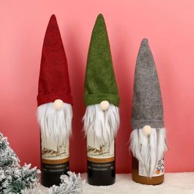 3pcs Festive Gnome Wine Bottle Covers - Red, Green, Gray with White Beards - Ideal for Christmas & Holiday Decor, Polyester, Indoor/Outdoor Use