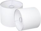 Small Lampshades Set of 2, White Linen Drum Lampshades, 8.66" Top x 8.66" Bottom x 7.87" High Lamp Shade