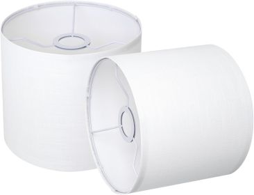 Small Lampshades Set of 2, White Linen Drum Lampshades, 8.66" Top x 8.66" Bottom x 7.87" High Lamp Shade
