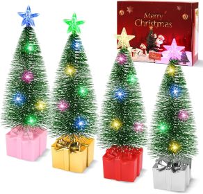 Christmas Tree with Lights, 4 Pack Tabletop Christmas Tree with LED Lights for Indoor Christmas Decorations Holiday Party Ornagment