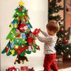Felt Christmas Tree for Toddlers with Christmas Stockings, Xmas Wall Hanging Ornaments Decorations kit with String Lights for Kids to Decorate