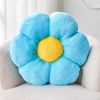 Cute Blue Flower Shaped Throw Pillow with Faux Rabbit Fur, 14.9" Soft Plush Floor Pillow for Bedroom/Living Room