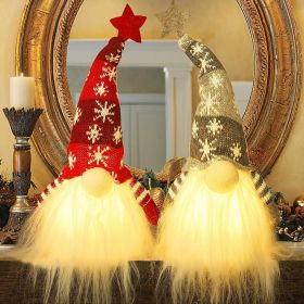 Lighted Christmas Gnome, Handmade Plush Scandinavian Swedish Tomte, Light Up Elf Toy Holiday Present