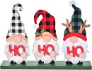 Christmas Decoration for Home, Rustic Wooden Merry Christmas Sign with Ho Ho Ho Gnomes, Tabletop Xmas Holiday Décor for Living Room, Dining Table