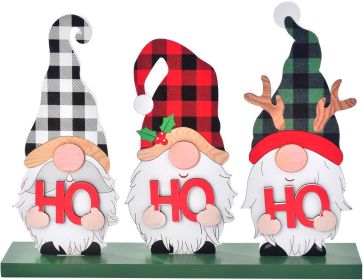 Christmas Decoration for Home, Rustic Wooden Merry Christmas Sign with Ho Ho Ho Gnomes, Tabletop Xmas Holiday Décor for Living Room, Dining Table