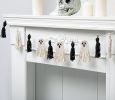 Halloween Ghost Tassel Garland, Black White Ghosts Macrame Banner Decor, Hanging Boho Ghost Decoration