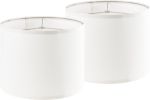 PAPAYA Set of 2 Cream White Lamp Shades Large Drum Lampshades 16" Top x 16" Bottom x 12" High Spider Modern Lampshade for Table and Bedside Lamp