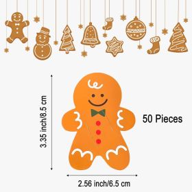 50 Pcs Gingerbread Lollipop Cards Christmas Decorations, Cute Christmas Table Decor, Creative DIY Ginger Bread Candy Card Holders