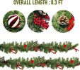 9FT Christmas Garland with 50LED Lights, Battery Operated Prelit Garland Christmas Decorations Timer 8 Mode