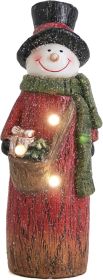 Christmas Snowman with LED Light Decorations, Christmas Snowman Light Up for Home Indoor Party, Holiday Resin Snowmen Statue Art Decor