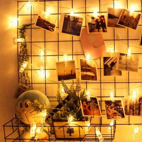 LED Photo Clip Copper String Lights Starry Fairy Warm White Lights Battery Powered for Hang Pictures Cards Bedroom Wall Decorations Christmas Patio Ha