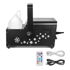 1500W Snow Machine with RGB DMX512 Signal Control, 9 LED Lights, Wireless Remote, High Output Snowflake Machine with 5L Tank