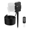 Outdoor Power Stake, 50FT Extension Cord, Outdoor Power Strip Weatherproof with Cover, Remote Control Dusk to Dawn Light Timer Waterproof, 6 Outlets