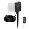 Outdoor Power Stake, 100FT Extension Cord, Outdoor Power Strip Weatherproof with Cover, Remote Control Dusk to Dawn Light Timer Waterproof, 6 Outlets