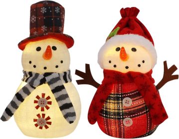 Christmas Table Decorations, 2 Pcs Snowman with Warm White LED Lights
