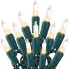 Christmas Lights 50 Count Clear Mini Lights Green Wire UL Certified Connectable