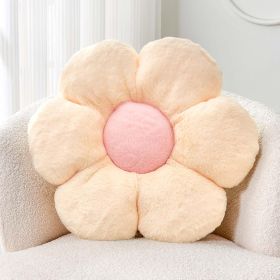 Beige Flower Pillow, Cute Decorative Flower Shaped Throw Pillow with Faux Rabbit Fur