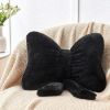 Black Bow Pillow,12'' Bow Decorative Pillows with Faux Rabbit Fur,Soft Bow Throw Pillows Aesthetic Bow Shaped Pillow for Bed Sofa Couch Home Decor