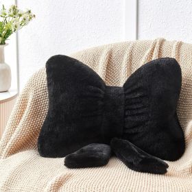 Black Bow Pillow,12'' Bow Decorative Pillows with Faux Rabbit Fur,Soft Bow Throw Pillows Aesthetic Bow Shaped Pillow for Bed Sofa Couch Home Decor