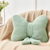 Green Bow Pillow,12'' Bow Decorative Pillows with Faux Rabbit Fur,Soft Bow Throw Pillows Aesthetic Bow Shaped Pillow for Bed Sofa Couch Home Decor