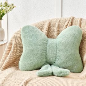 Green Bow Pillow,12'' Bow Decorative Pillows with Faux Rabbit Fur,Soft Bow Throw Pillows Aesthetic Bow Shaped Pillow for Bed Sofa Couch Home Decor