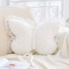 Butterfly Pillow White Decorative Pillows 15" Butterfly Shaped Cute Throw Pillows with Lace Aesthetic Bow Plush Cushion for Room Decor Bed Sofa Couch