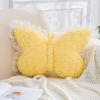 Butterfly Pillow Yellow Decorative Pillows 15" Butterfly Shaped Cute Throw Pillows with Lace Aesthetic Bow Plush Cushion for Room Decor Bed Sofa Couch