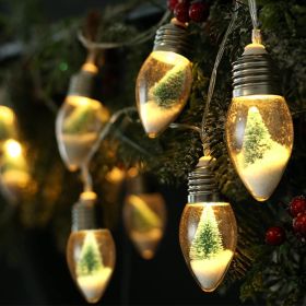 2Pcs Christmas Snow Globe String Lights Indoor Decorations 6.6 FT Battery Operated Powered String Lights for Christmas Tree Snow Scene in 20 Clear Bul