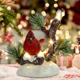 Christmas Tabletop Decorations, LED Lights Cardinal Resin Ornament