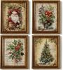 Vintage Christmas Bathroom Wall Decor Prints,Retro Christmas Wall Art Decorations for Home Kitchen Bedroom Bathroom Living Room Office