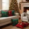 6PC Christmas Tree Trio Pillowcase Set – Red & Green 17.7 inches Festive Cushion Covers for Holiday Décor