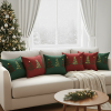 6PC Christmas Tree Trio Pillowcase Set – Red & Green 17.7 inches Festive Cushion Covers for Holiday Décor