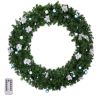 48in Pre-lit Christmas Wreath, Lighted Artificial Xmas Wreath with 150 Cold & Warm White Lights and 450 PVC Tips and DIY Ornaments