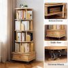 5 Tier Rotating Bookshelf, 360Ã‚Â° Display Round Spinning Bookshelf with Wheels, Space-Saving, Small Space Rotating Bookshelf Tower for Bedroom