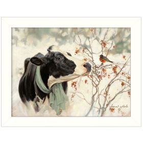 "The Winter Robin" by Bonnie Mohr, Ready to Hang Framed Print, White Frame