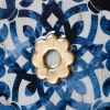 S/4 Abstract Blue, White, and Gold Wall Decor Accents, 9.5x9.5"