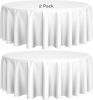 2 Pack 120 inch Round Premium Tablecloths for Wedding Banquet Restaurant 200 GSM Washable Fabric Table Cloth White