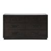 Modern Bedroom Furniture 1pc Dresser of 6x Drawers Charcoal Finish Glass Insert Top Stylish Gunmetal Tone Handles