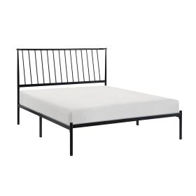 Metal Frame Queen Platform Bed Black Finish Angle Headboard Bedroom Furniture 1pc