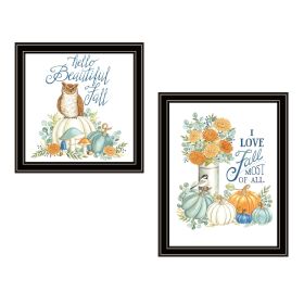 Trendy Decor 4U 2- Piece Vignette I Love Fall Most of All Black Framed Wall Art for Living Room, Bedroom Wall Art Print for Home Decor by Deb Strain