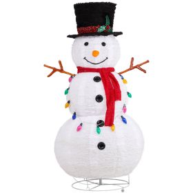 4FT Lighted Snowman Christmas Yard Decorations, Pre-lit Pull Up Snowman with 100 White LEDs
